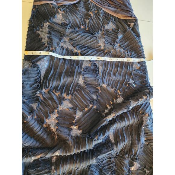 Tadashi Shoji Gown V Neck Cap Sleeve Maxi Formal Navy Blue Size 6 - Picture 7 of 10